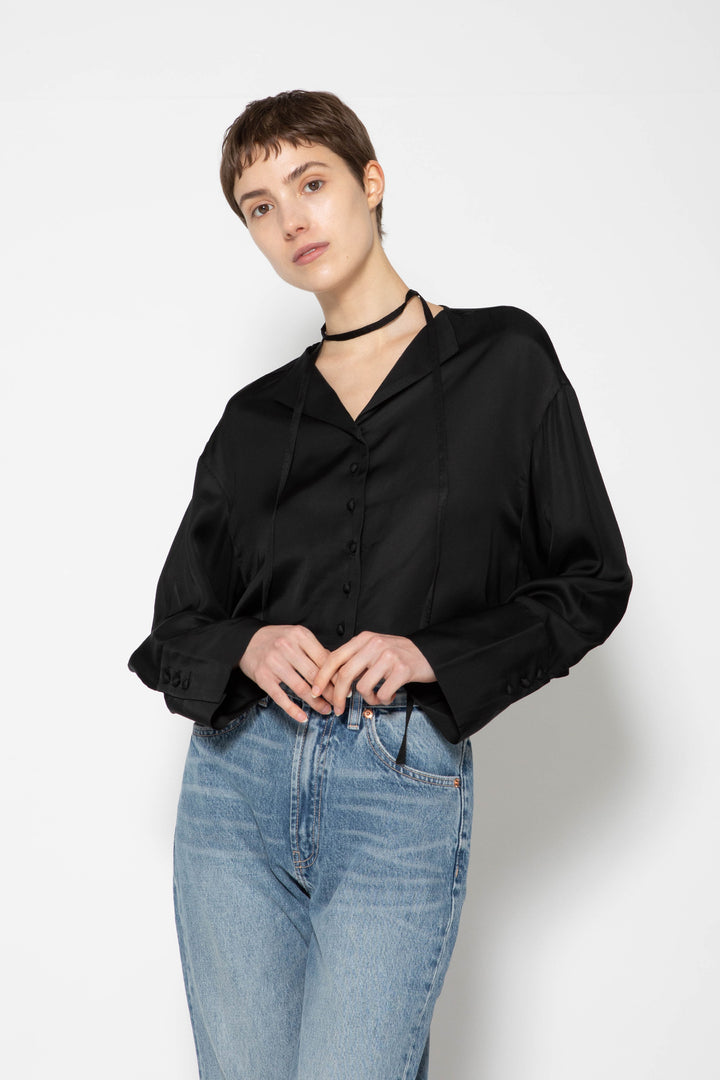 Collagen Satin Cropped Blouse