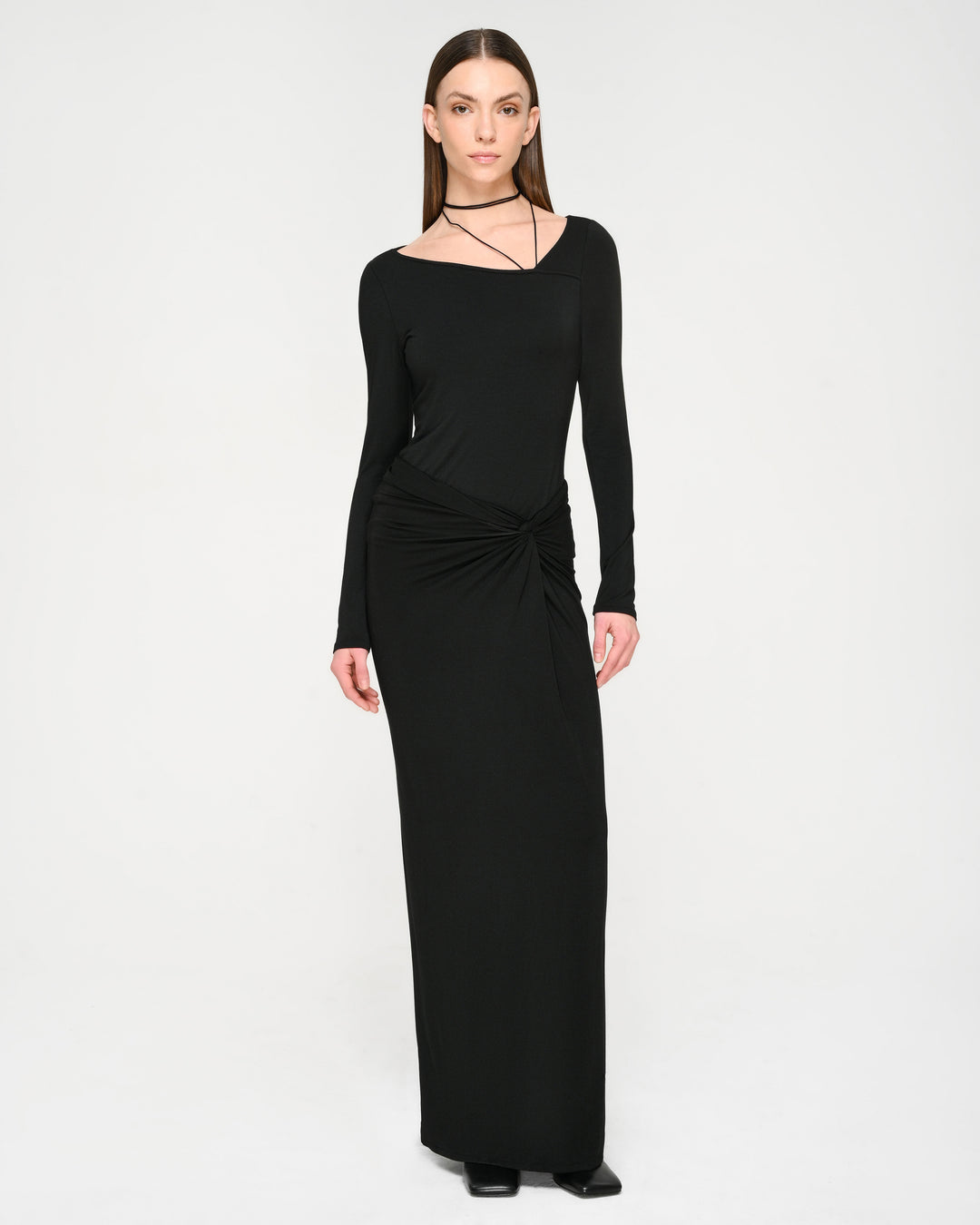 Asymmetrical Long-Sleeve Top with String