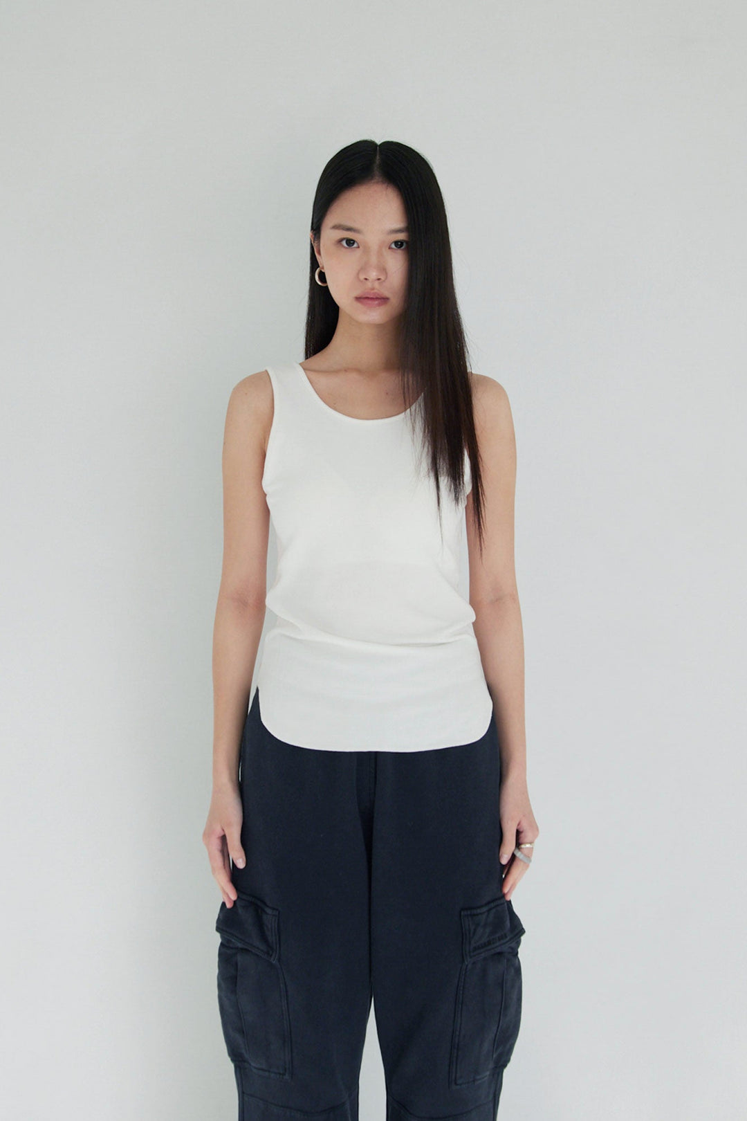 Collagen Ribbed Scoop-Neck Tank Top