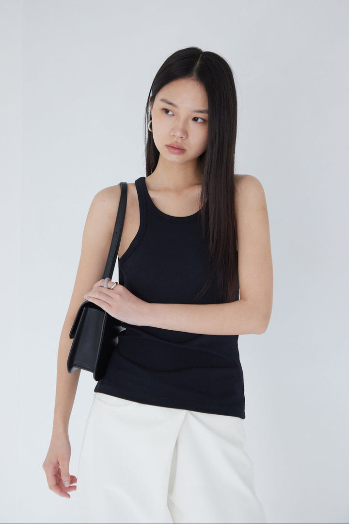 Collagen Ribbed Open Back Tank Top