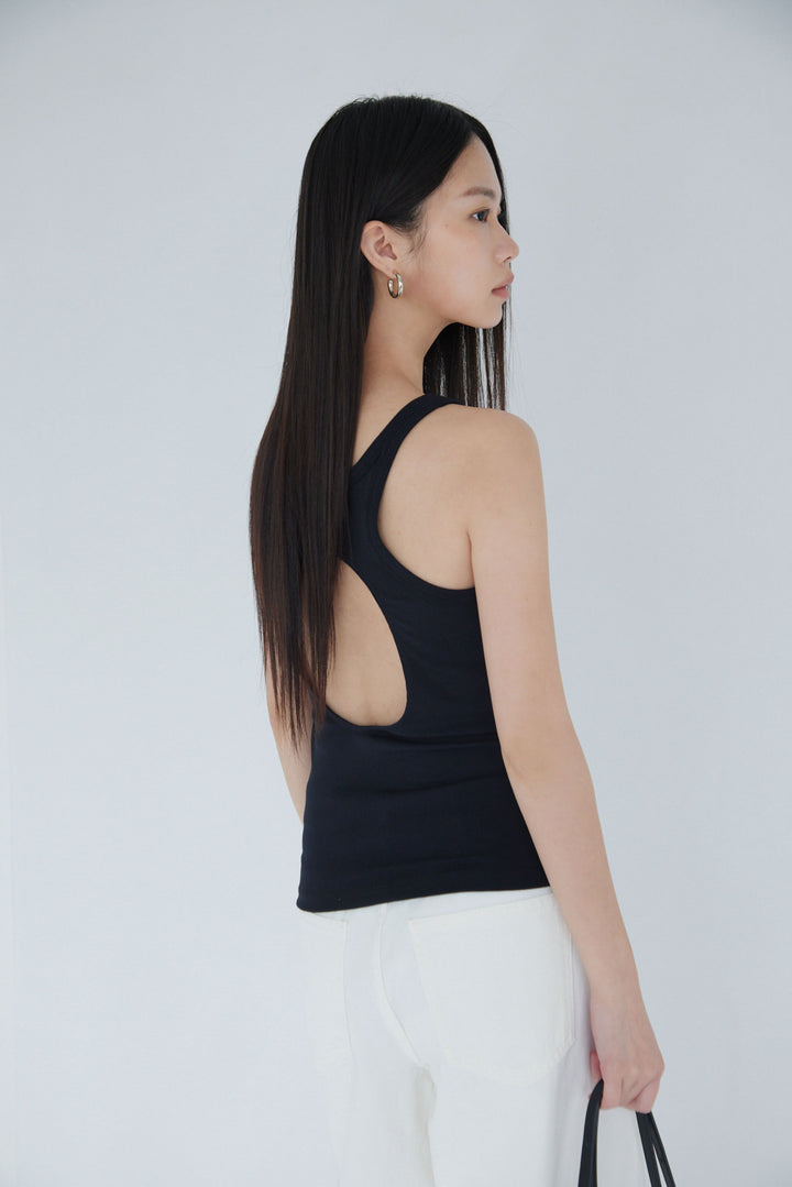 Collagen Ribbed Open Back Tank Top