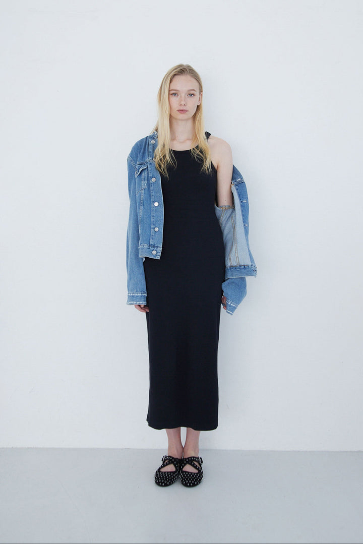 Collagen Ribbed Open-Back Tank Dress