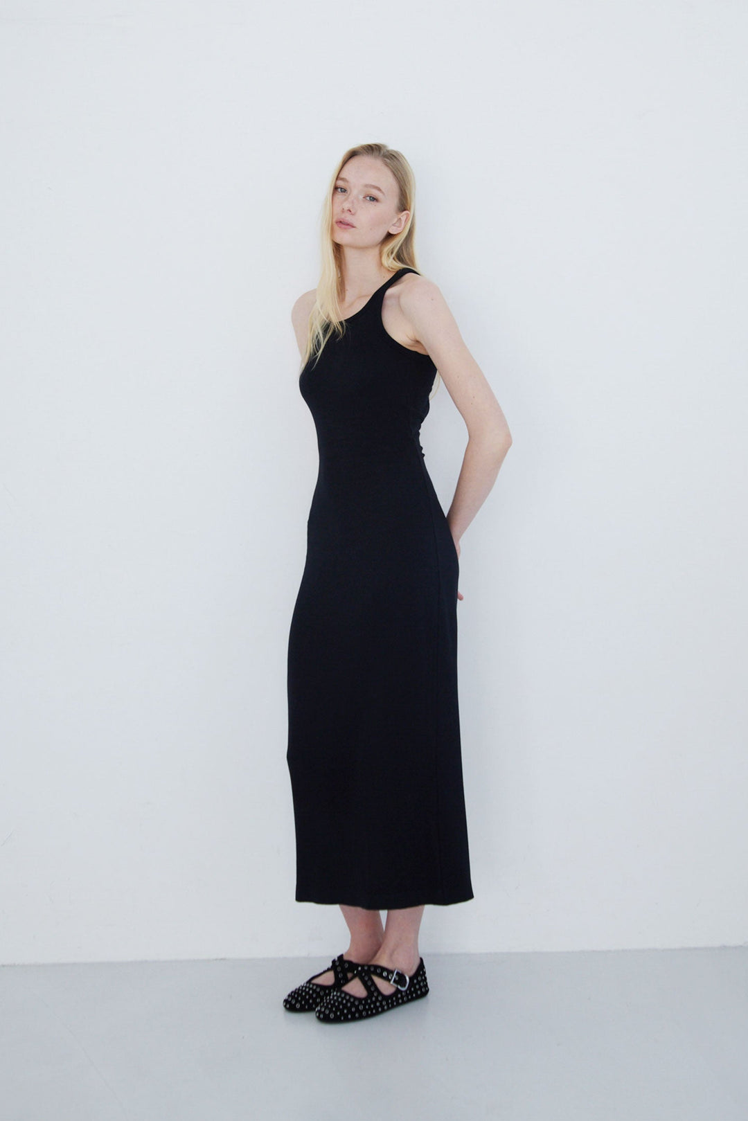 Collagen Ribbed Open-Back Tank Dress