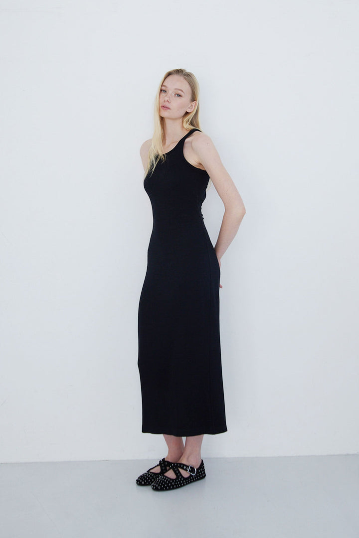Collagen Ribbed Open-Back Tank Dress