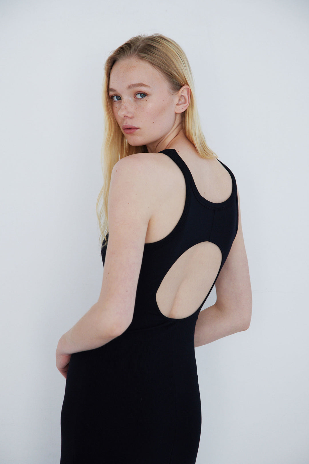 Collagen Ribbed Open-Back Tank Dress