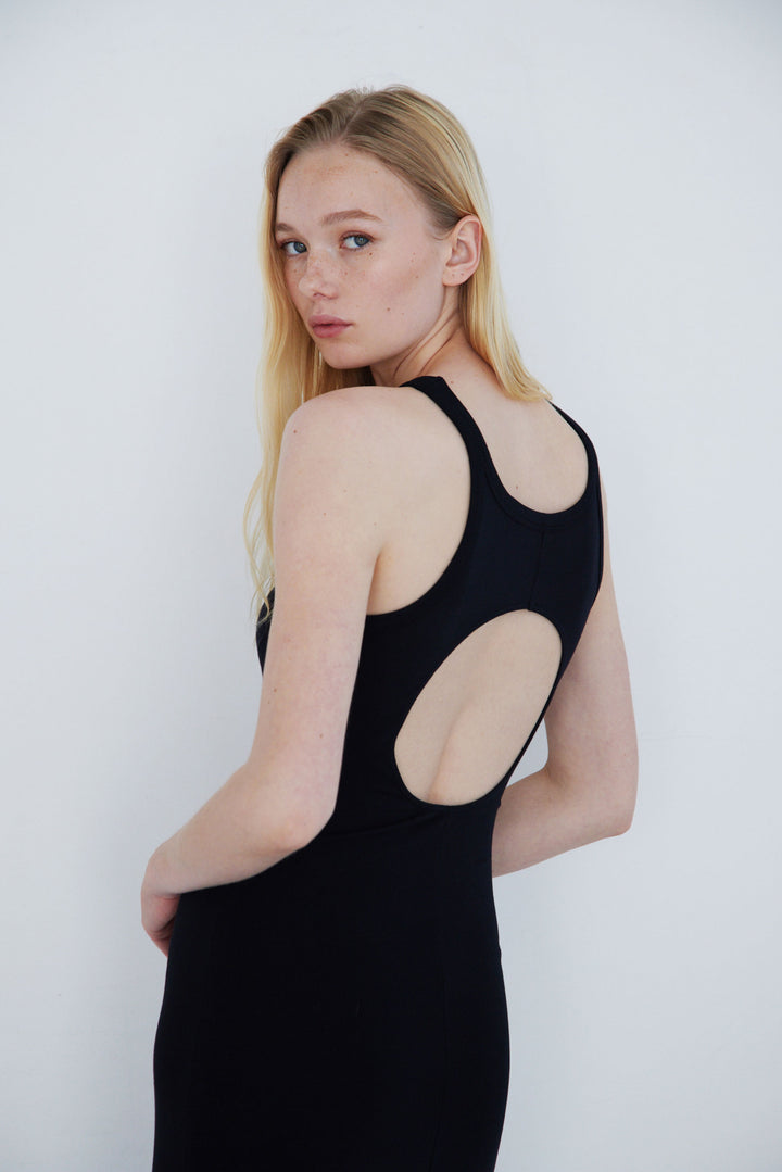 Collagen Ribbed Open-Back Tank Dress