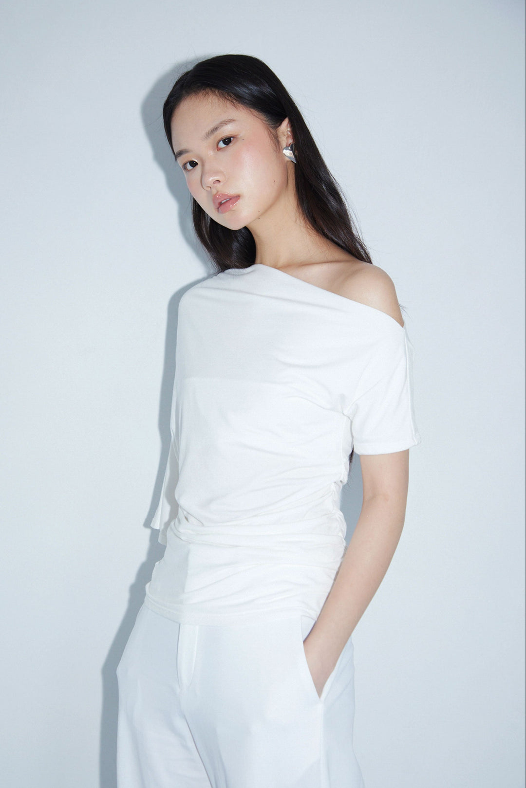 Collagen Off-Shoulder Draped Top