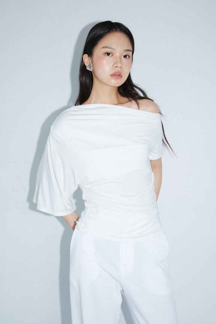 Collagen Off-Shoulder Draped Top