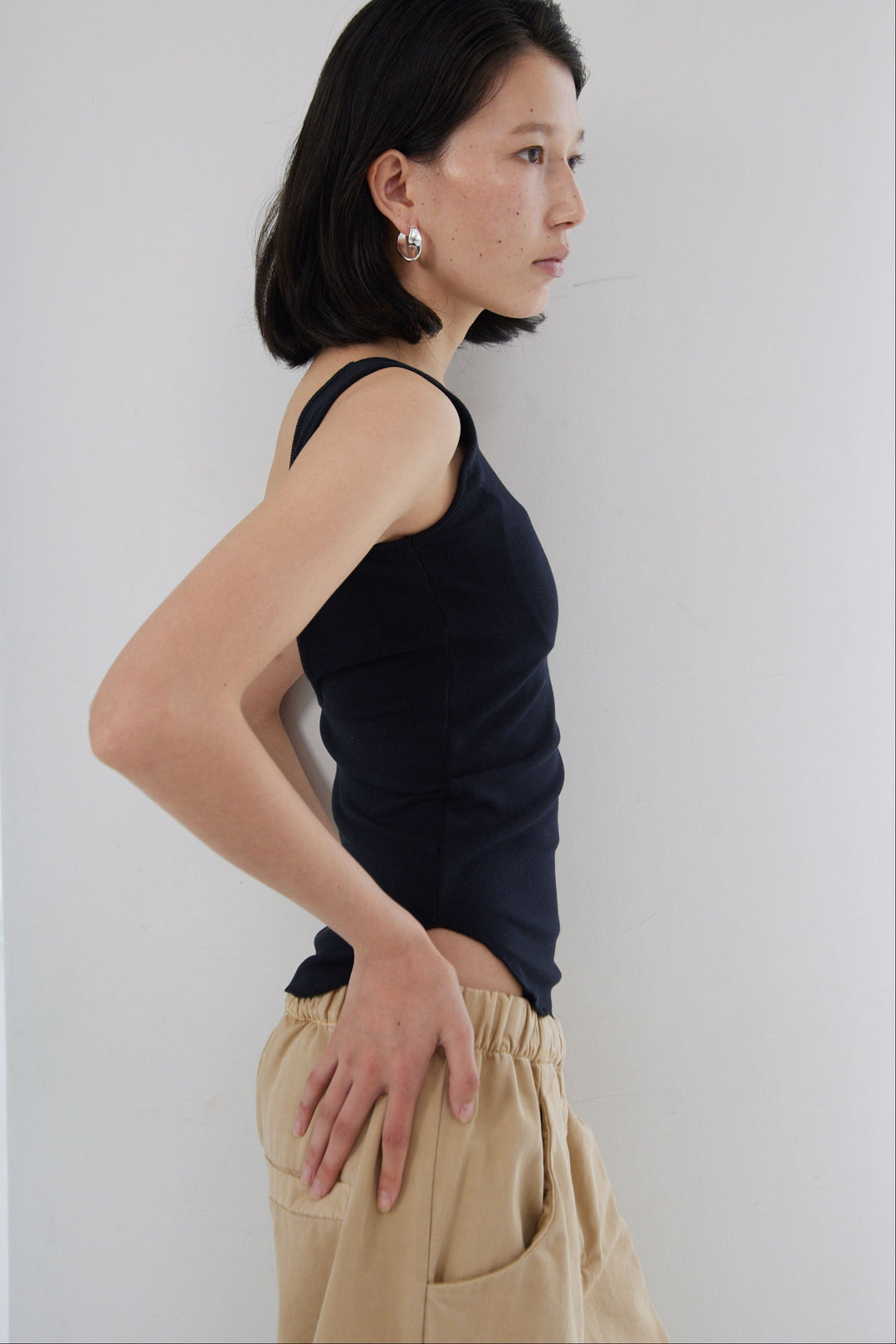 Collagen Ribbed Scoop-Neck Tank Top