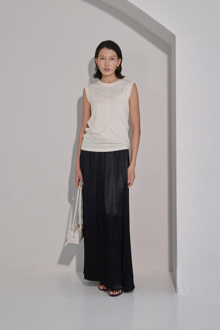 Collagen Satin Gathered Skirt