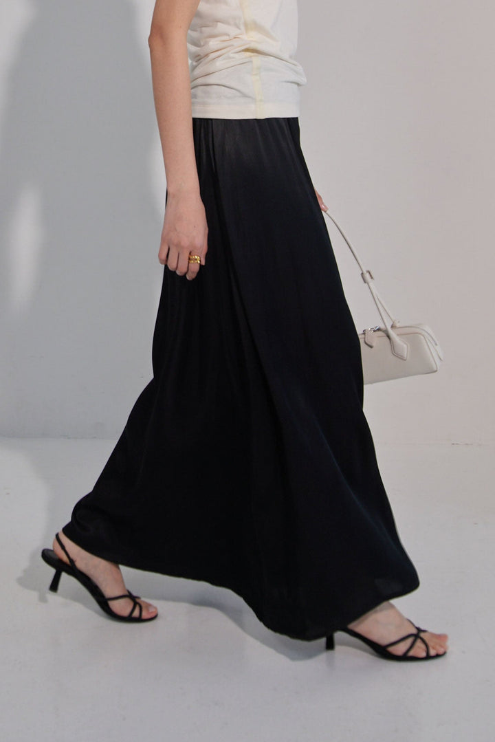 Collagen Satin Gathered Skirt