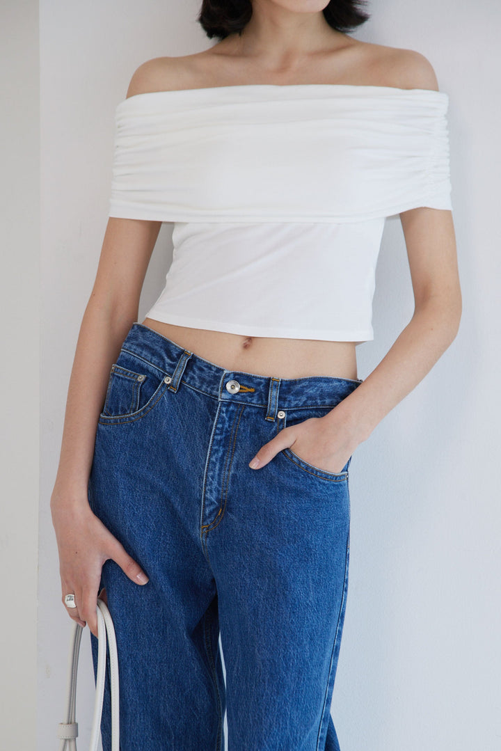 Collagen Gathered Off-Shoulder Top