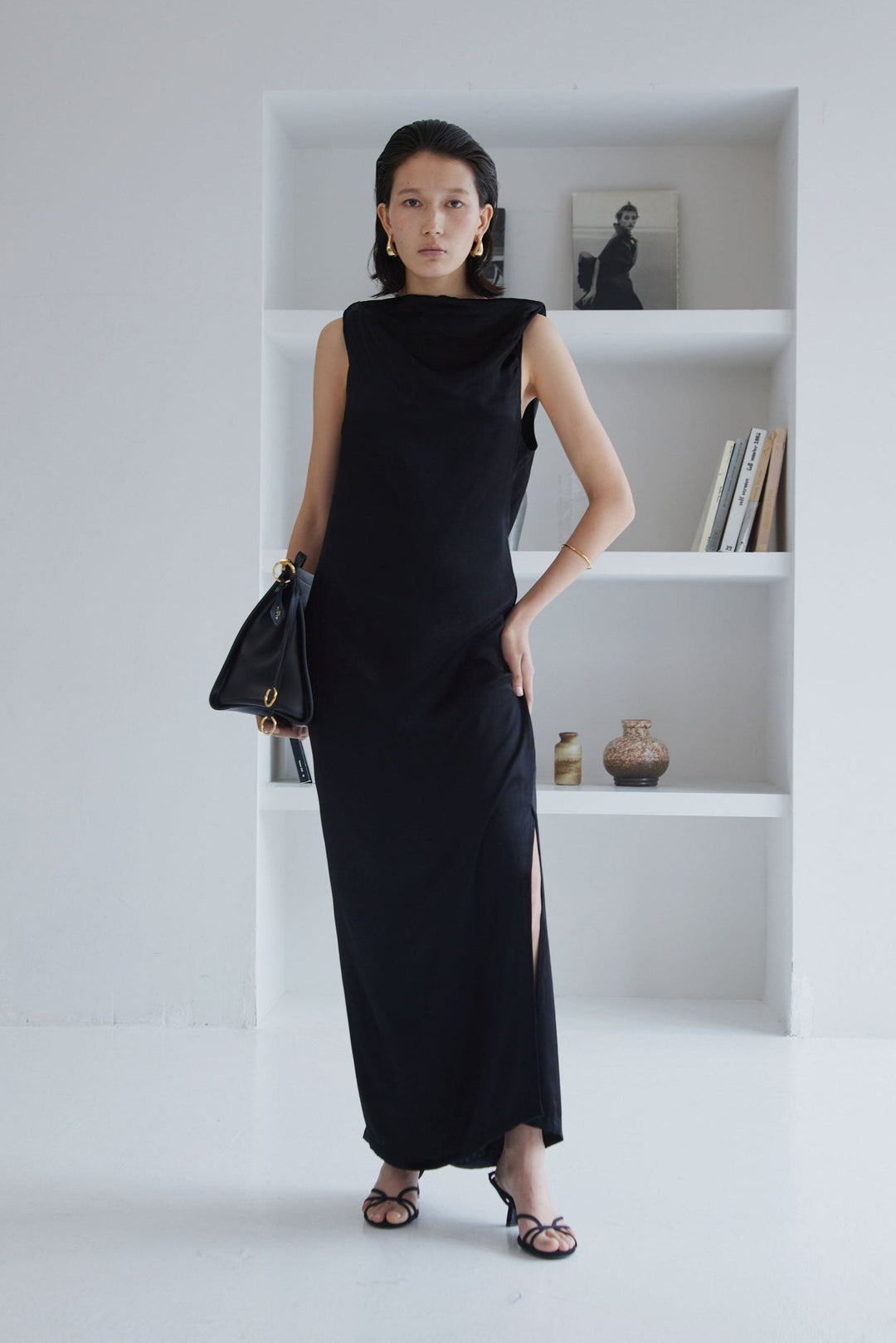 Collagen Satin Draped Dress