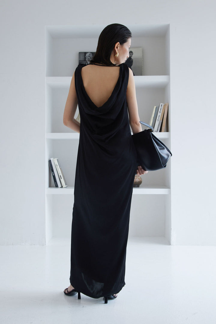 Collagen Satin Draped Dress