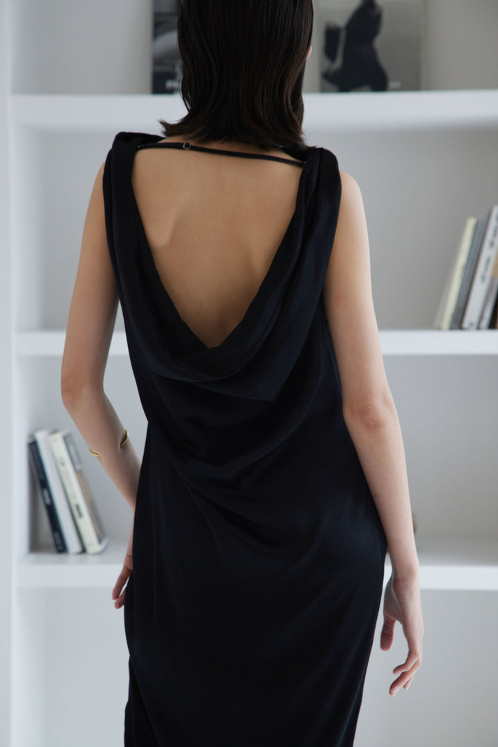 Collagen Satin Draped Dress