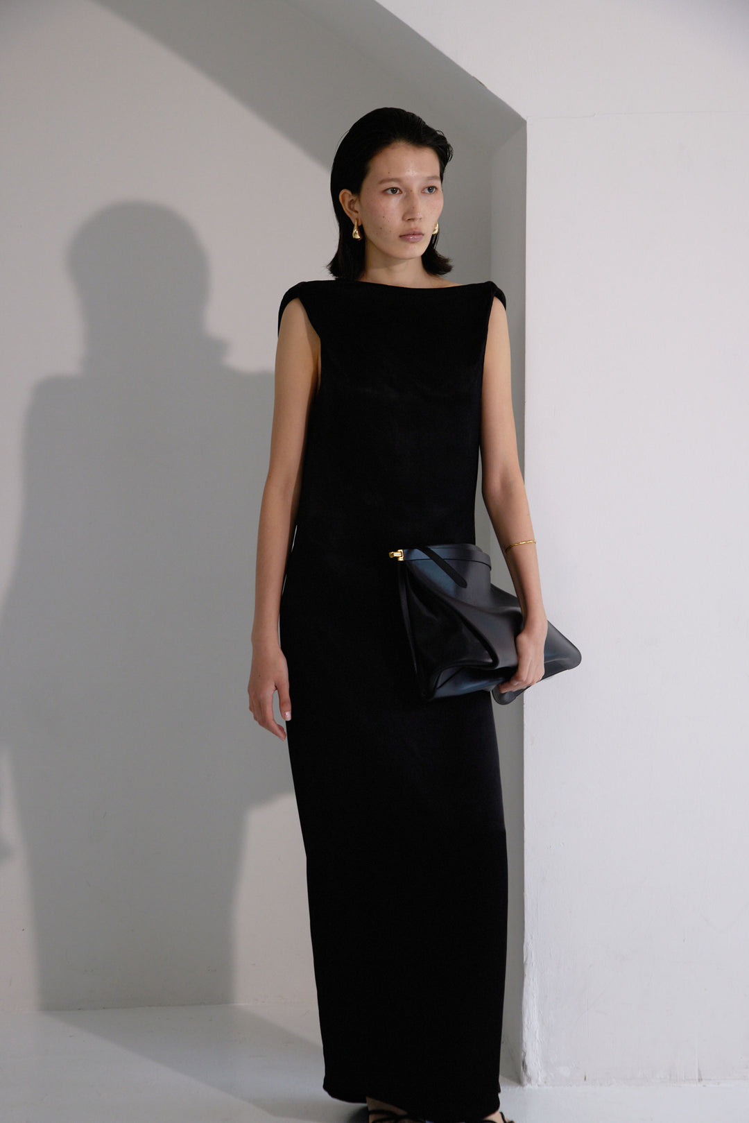 Collagen Satin Draped Dress
