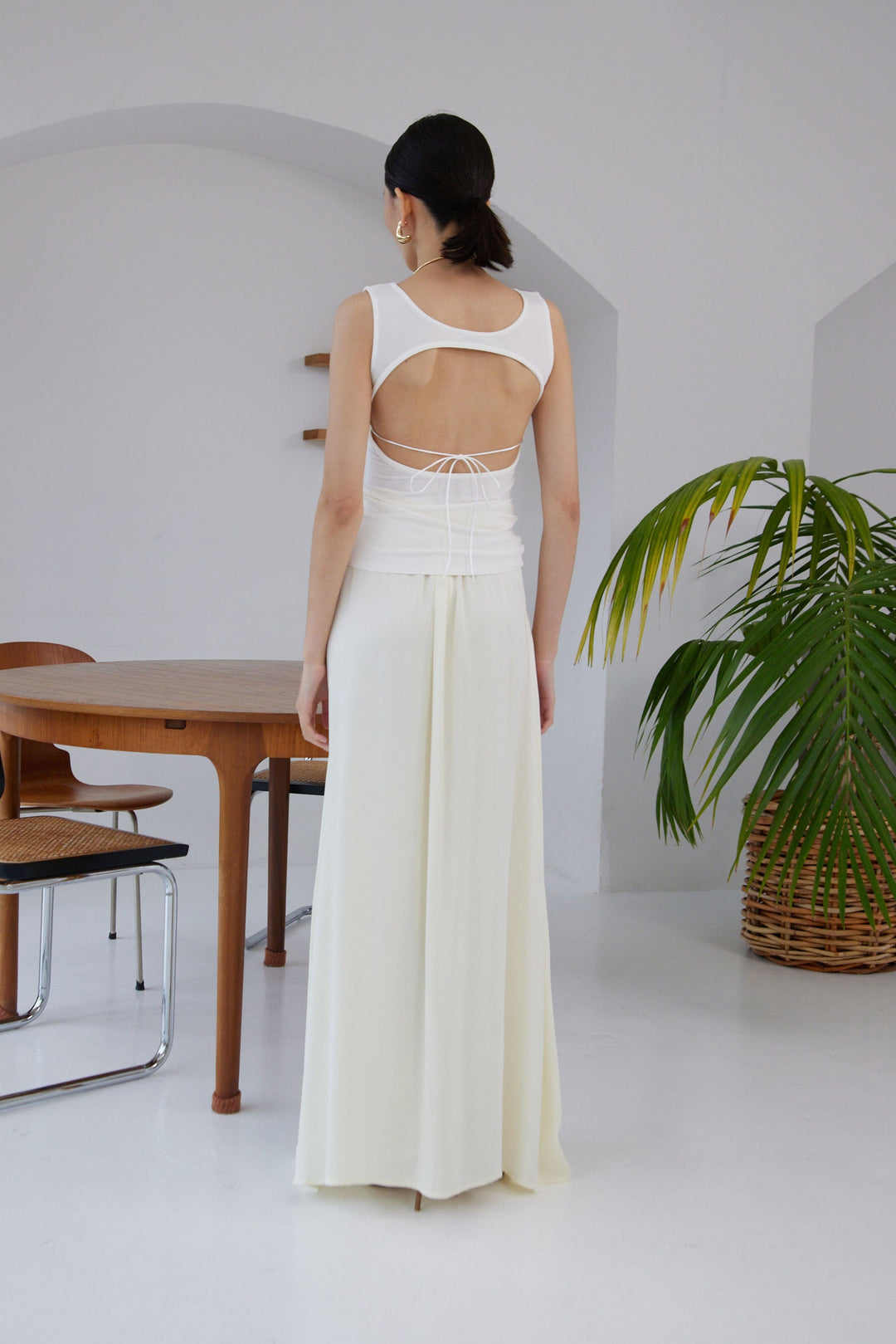 Collagen Satin Gathered Skirt