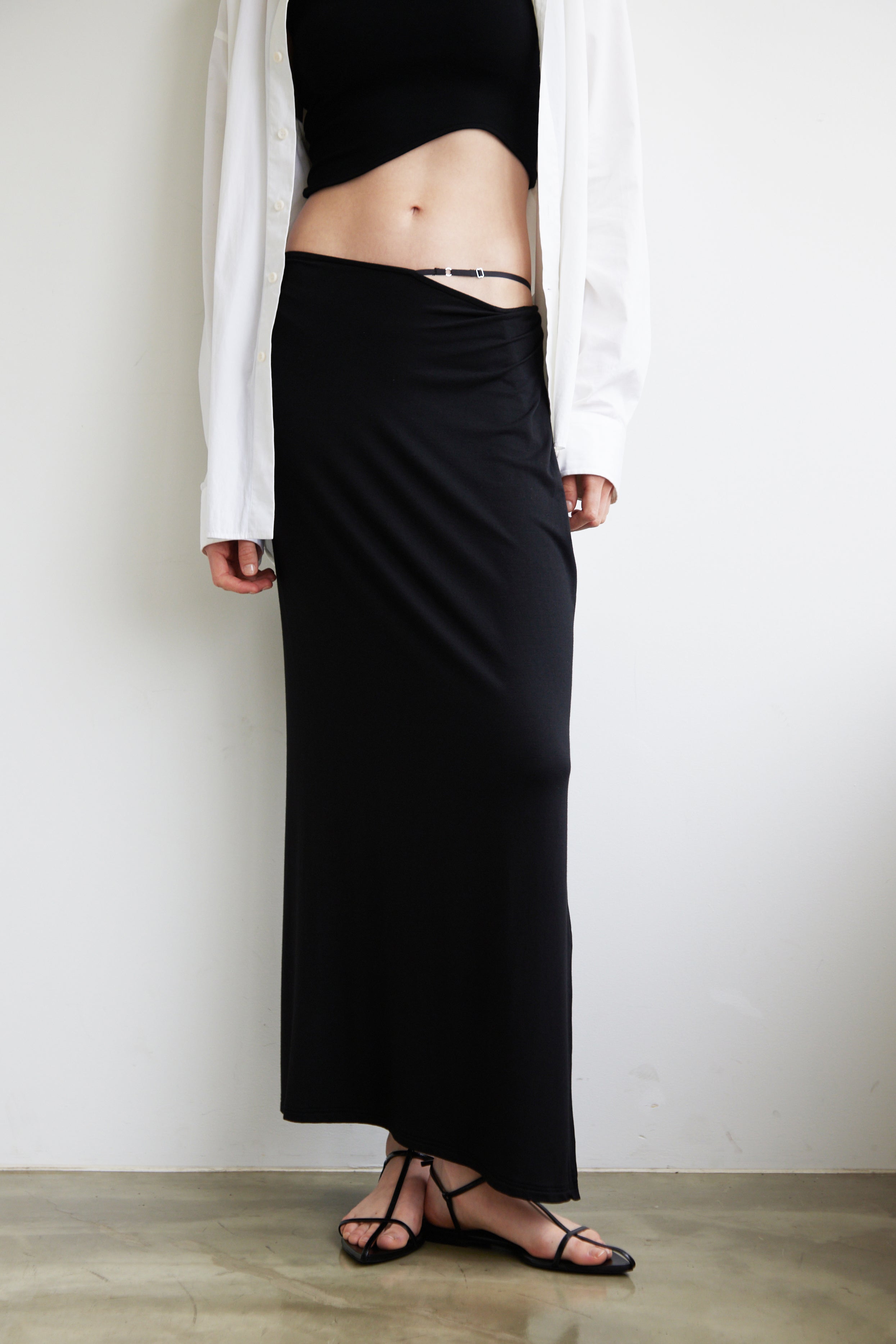 Collagen Strappy Maxi Skirt デターム　determ Collagen Strappy Waist Maxi Skirt – determ;