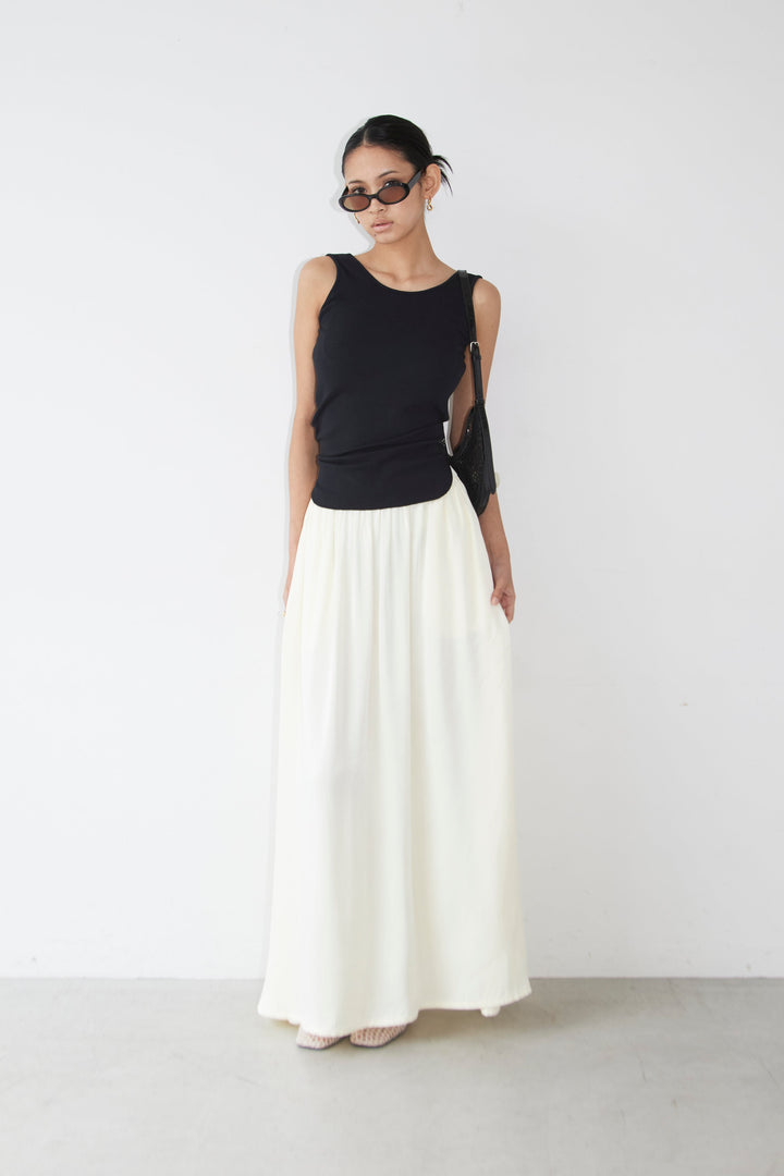 Collagen Satin Gathered Skirt