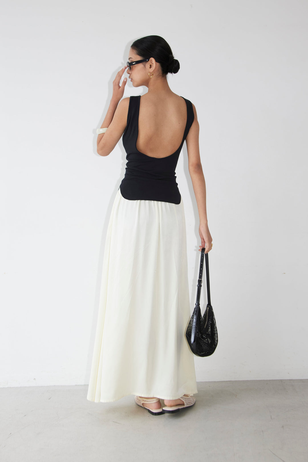 Collagen Satin Gathered Skirt
