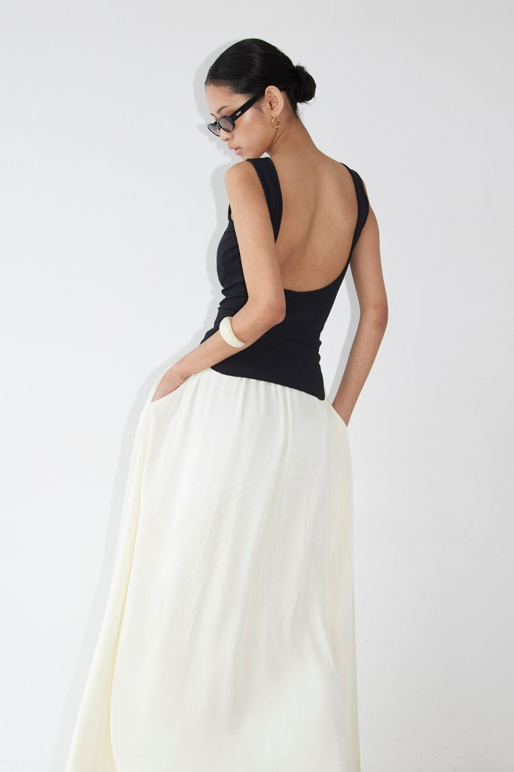 Collagen Satin Gathered Skirt