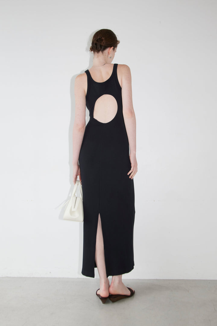 Collagen Ribbed Open-Back Tank Dress