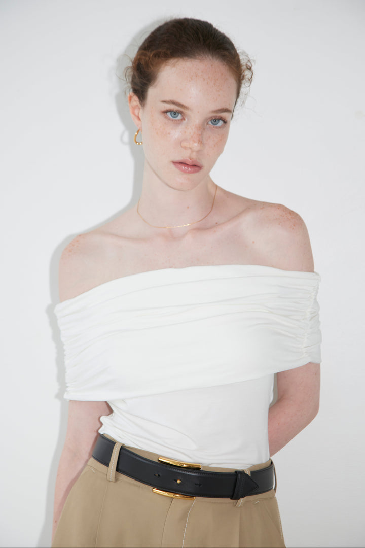 Collagen Gathered Off-Shoulder Top