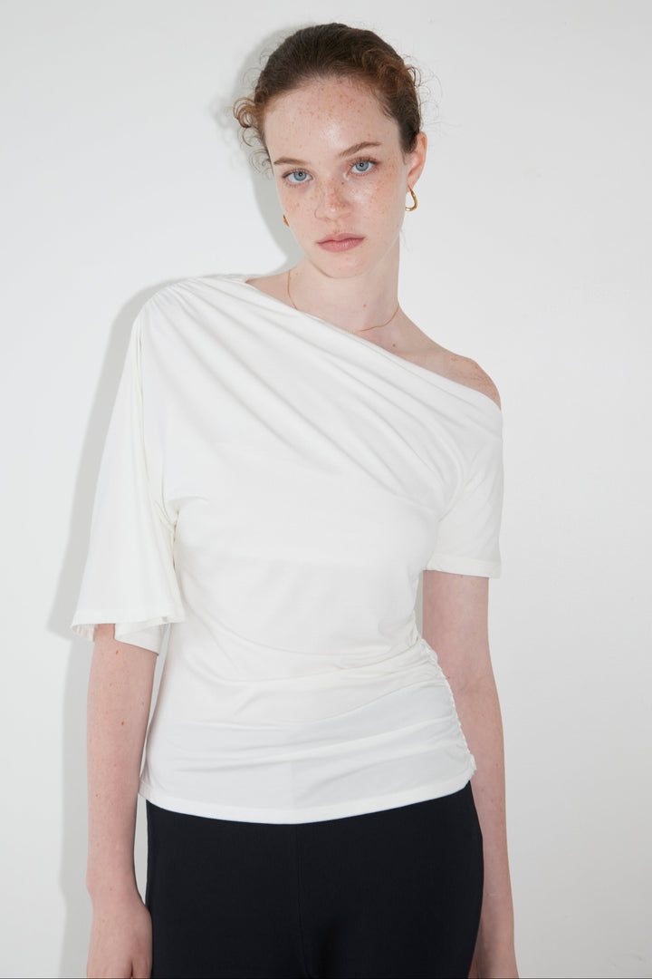Collagen Off-Shoulder Draped Top