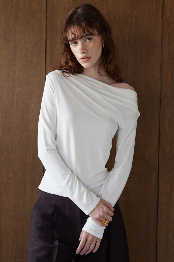 Collagen One-Shoulder Draped Top