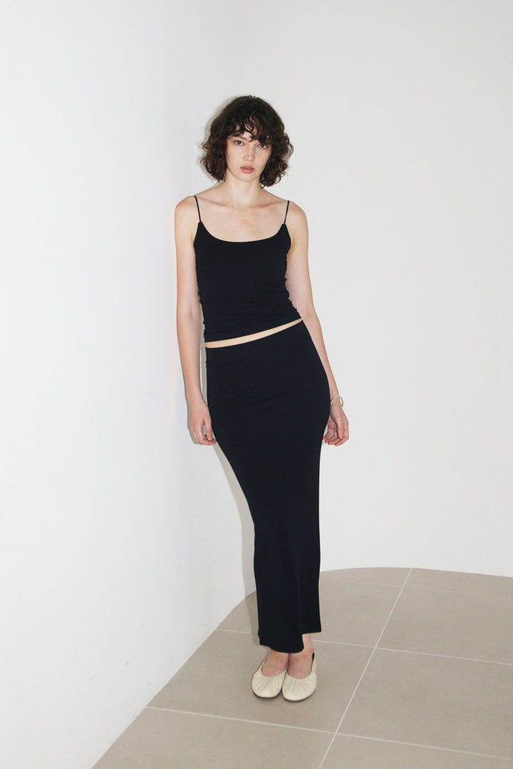 Collagen Ribbed Maxi Skirt