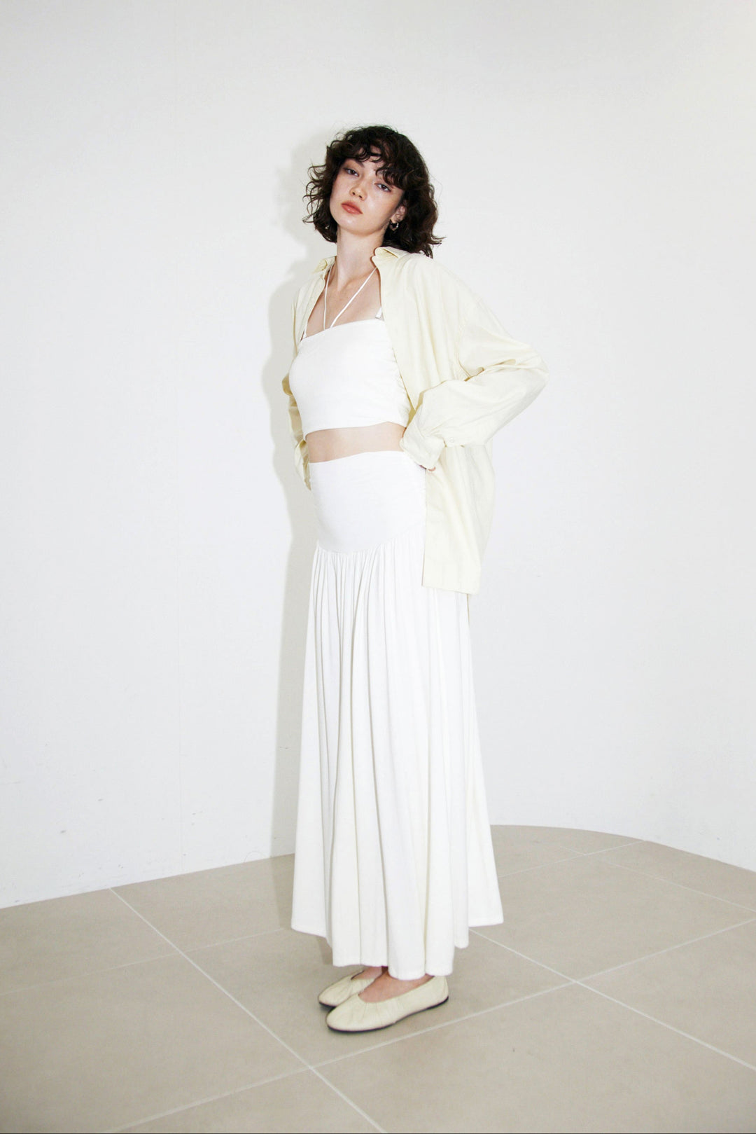 Collagen Cummerbund-Style Flared Skirt
