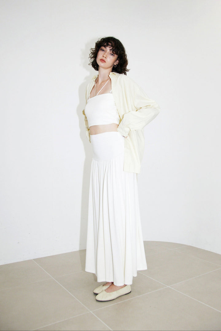 Collagen Cummerbund-Style Flared Skirt