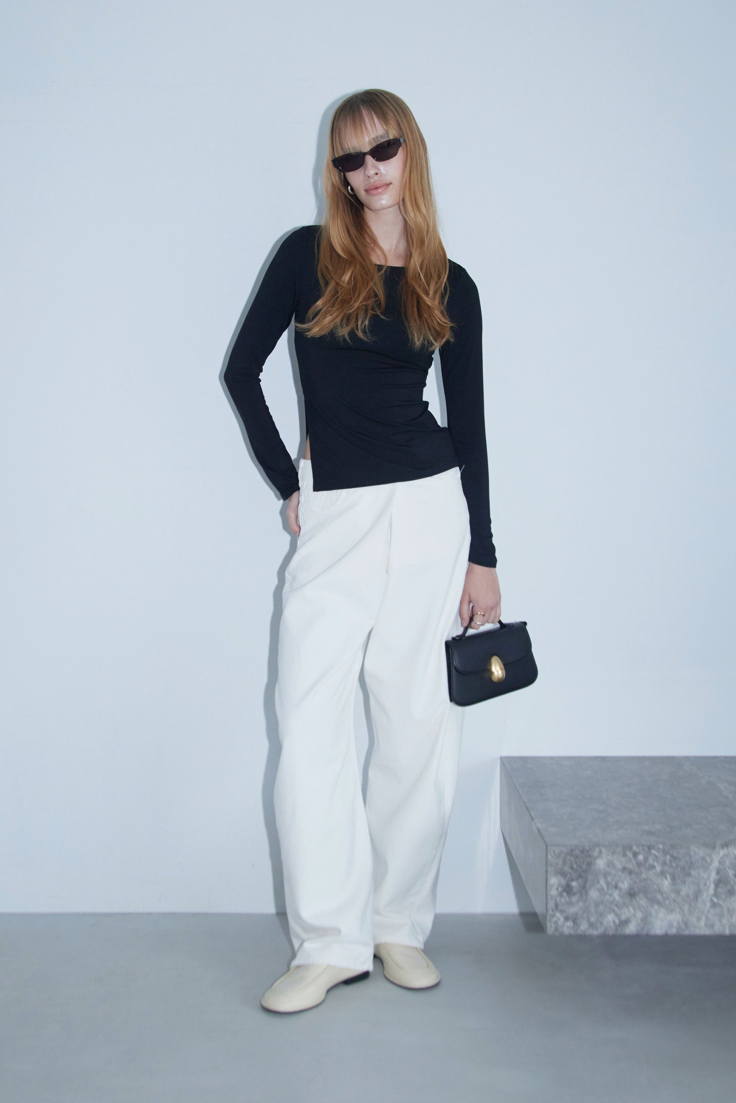 トップス determ; Collagen Asymmetrical Draped Top Asymmetrical