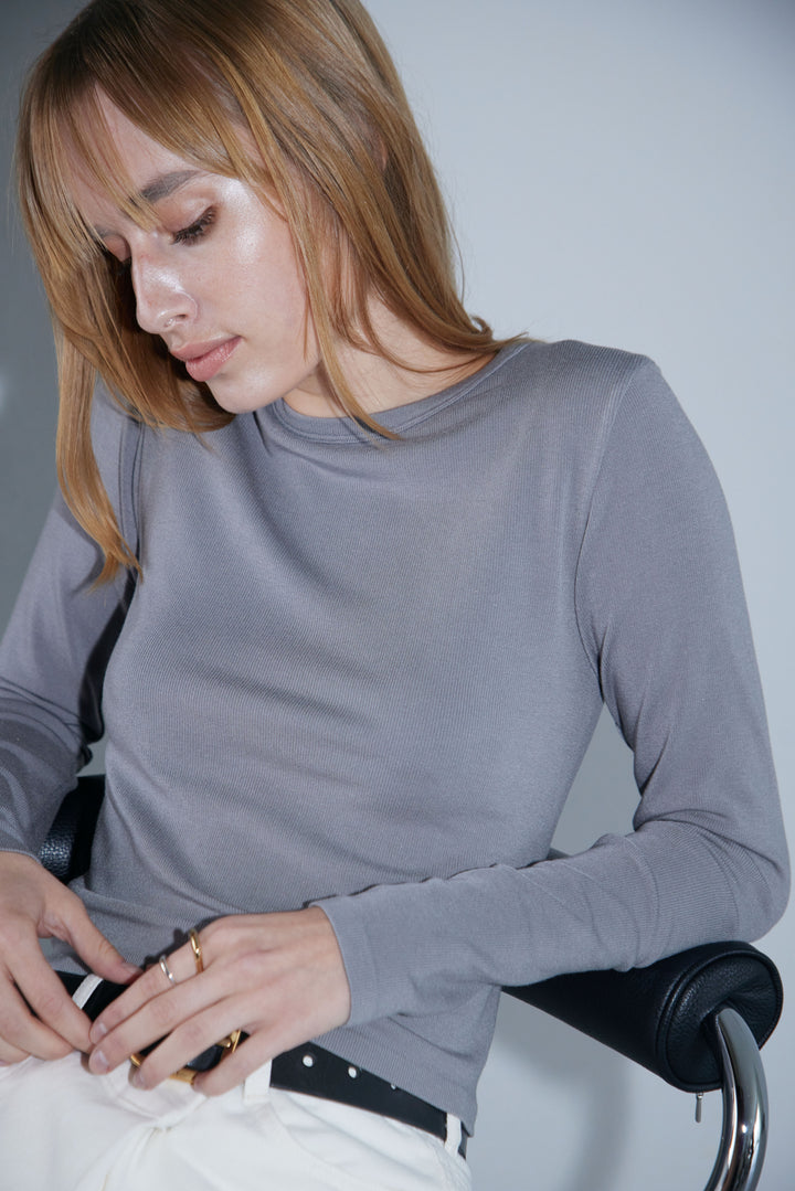 Collagen Ribbed Long Sleeve T-Shirt
