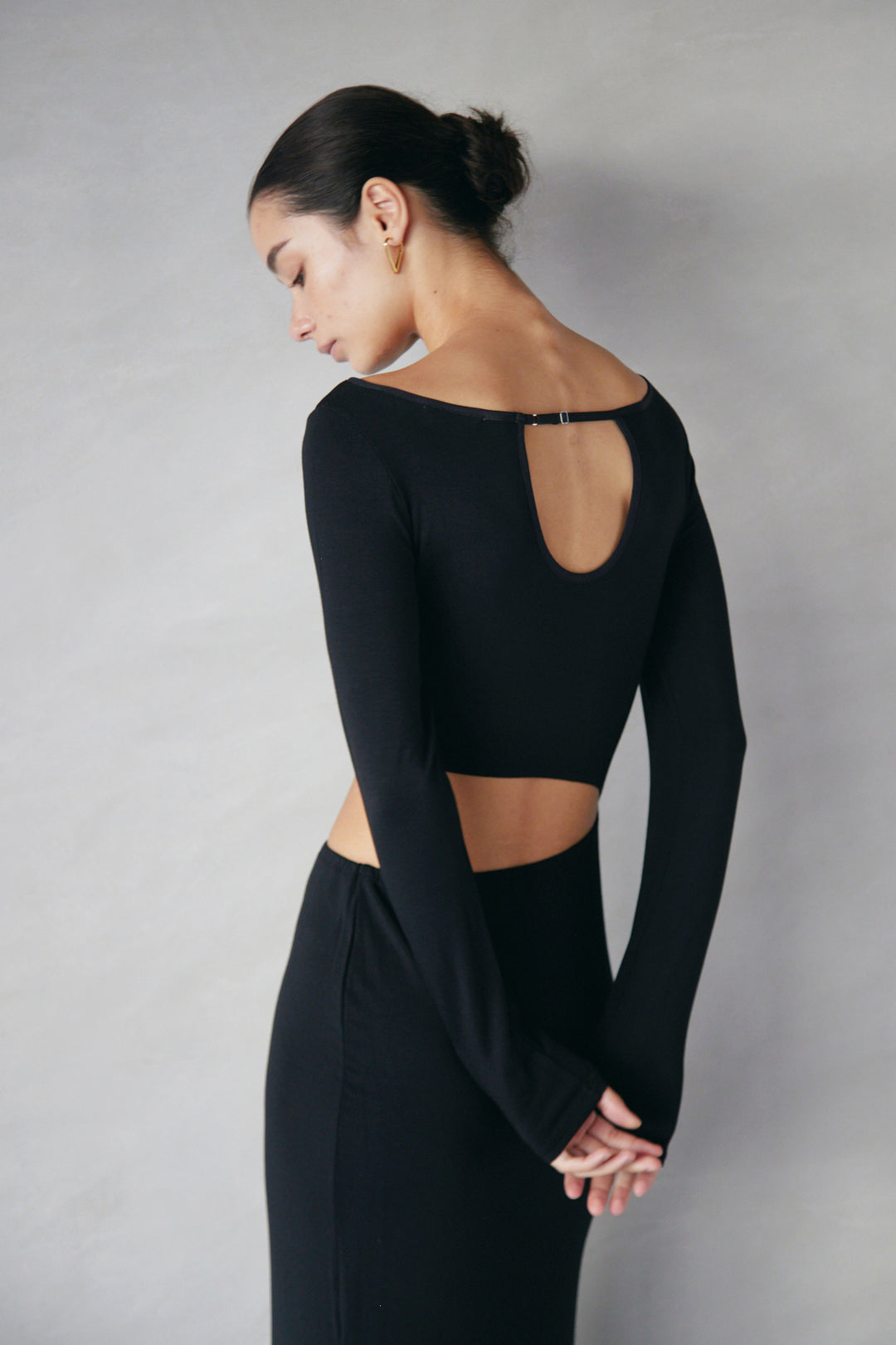 Collagen Piping Detail Open-Back Dress