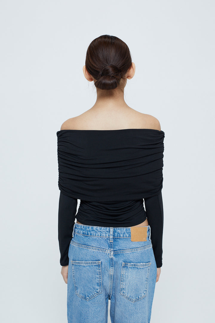 Collagen Gathered Off-Shoulder L/S Top