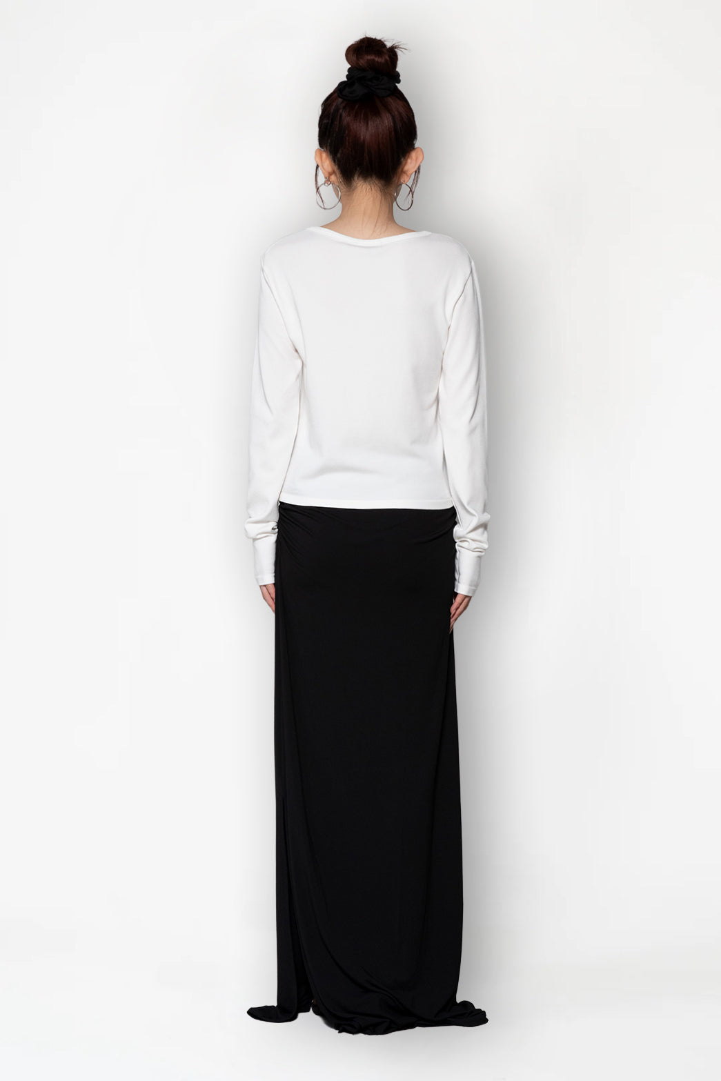 Determ Collagen Ruched Long Sleeve ホワイト Collagen Ribbed Long Sleeve T-Shirt – determ;