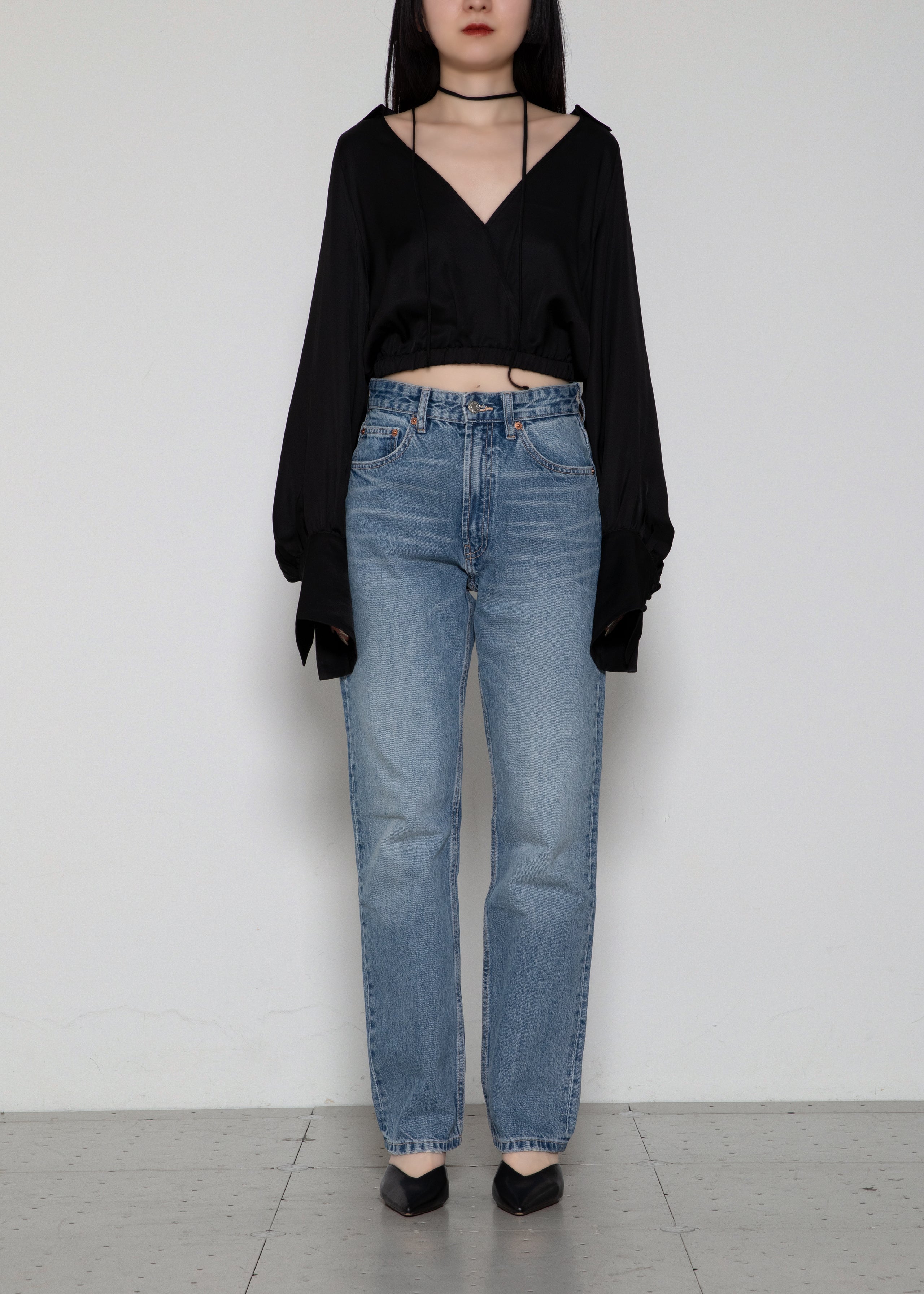 トップス determ; collagen satin open back blouse determ; collagen satin open back blouse