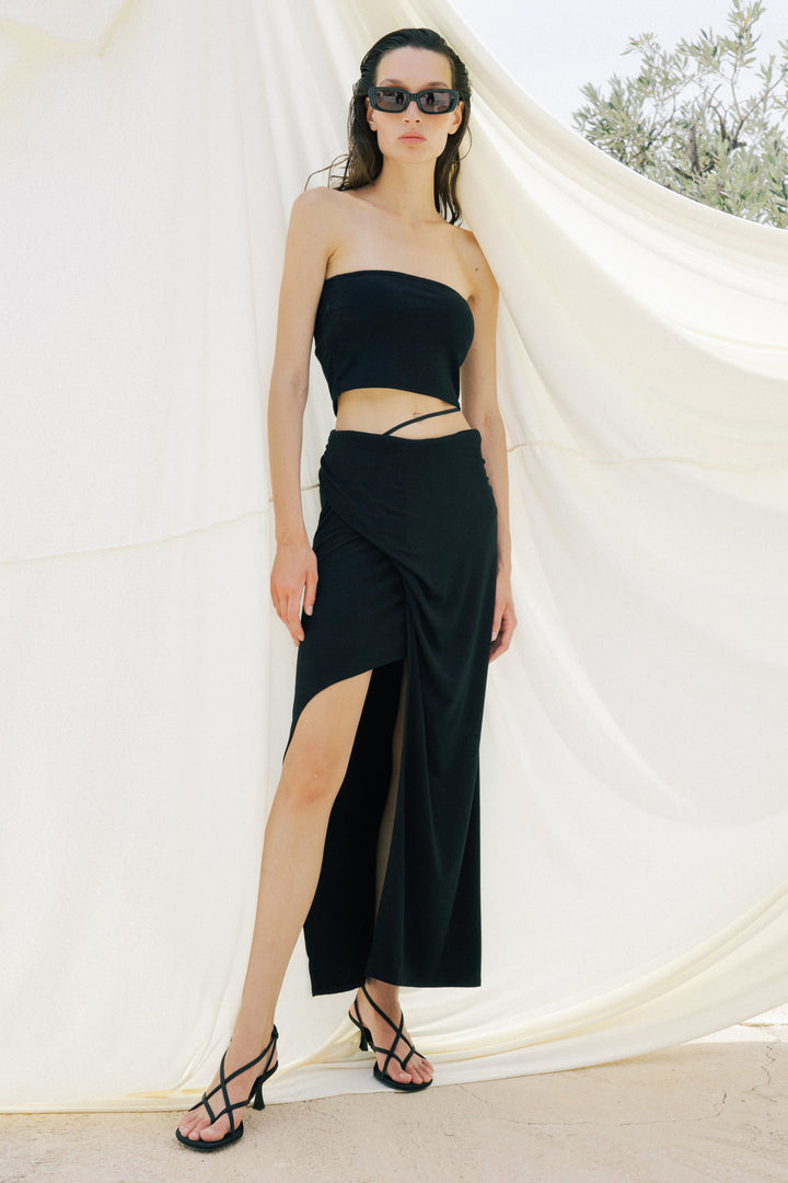 Collagen Wrap Slit Skirt