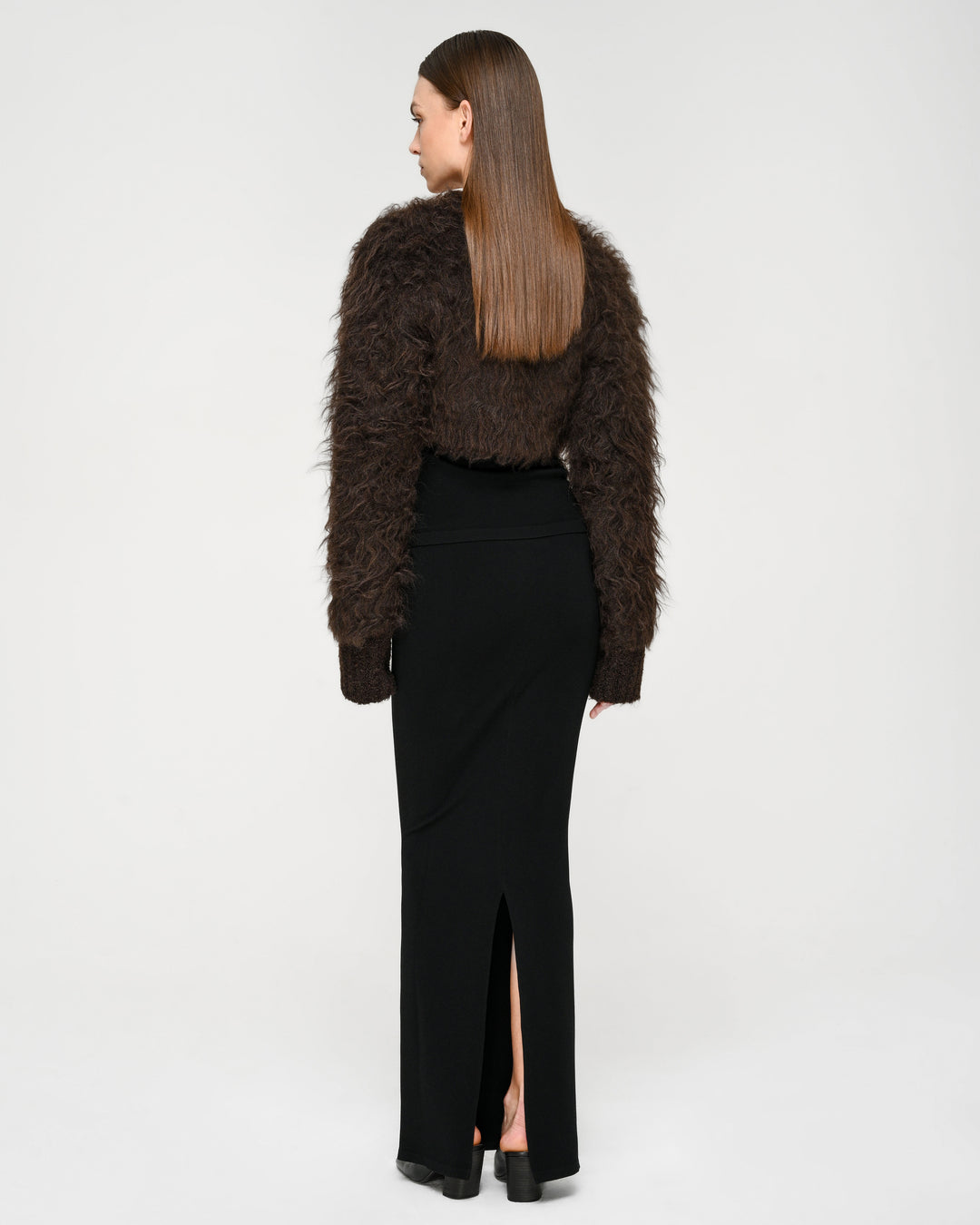 Cropped Shaggy Knit Cardigan