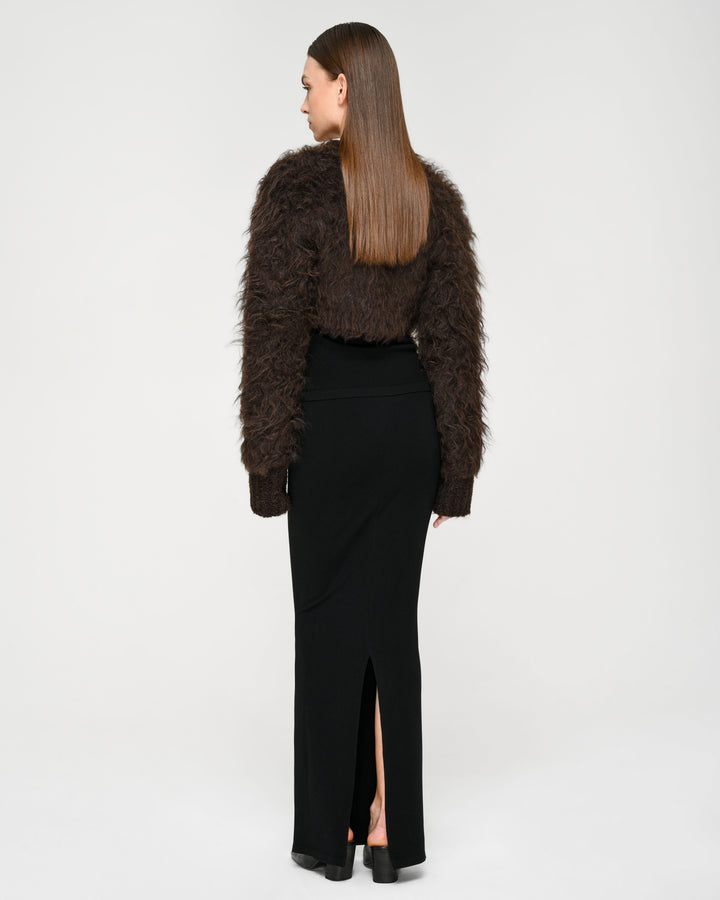 Cropped Shaggy Knit Cardigan
