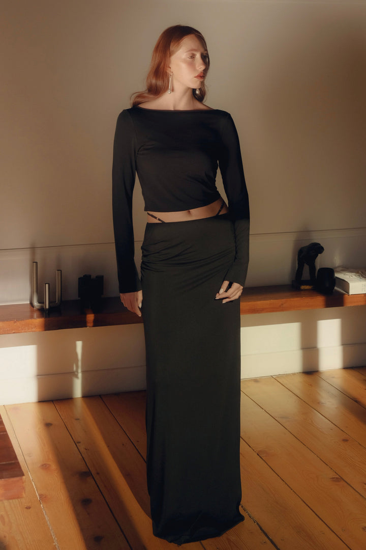 Collagen Double-Strap Waist Maxi Skirt