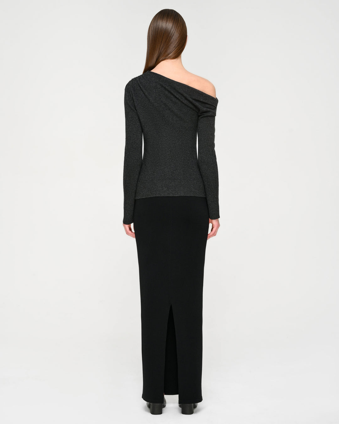 Cashmere Asymmetrical Off-Shoulder Knit Top