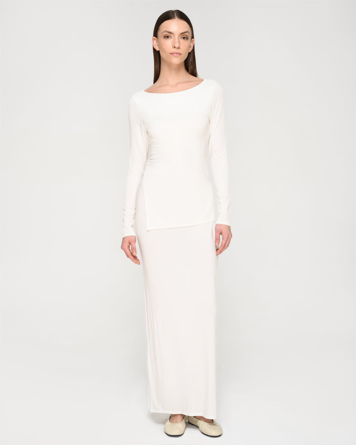 Collagen Side-Slit Long-Sleeve Top