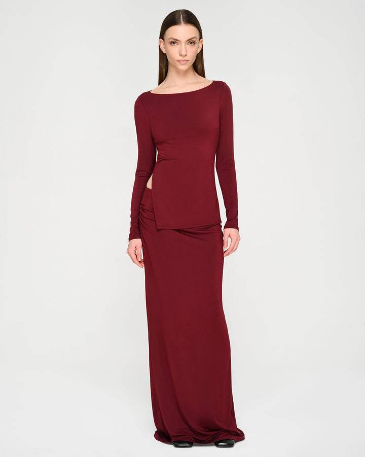Double-Strap Waist Maxi Skirt