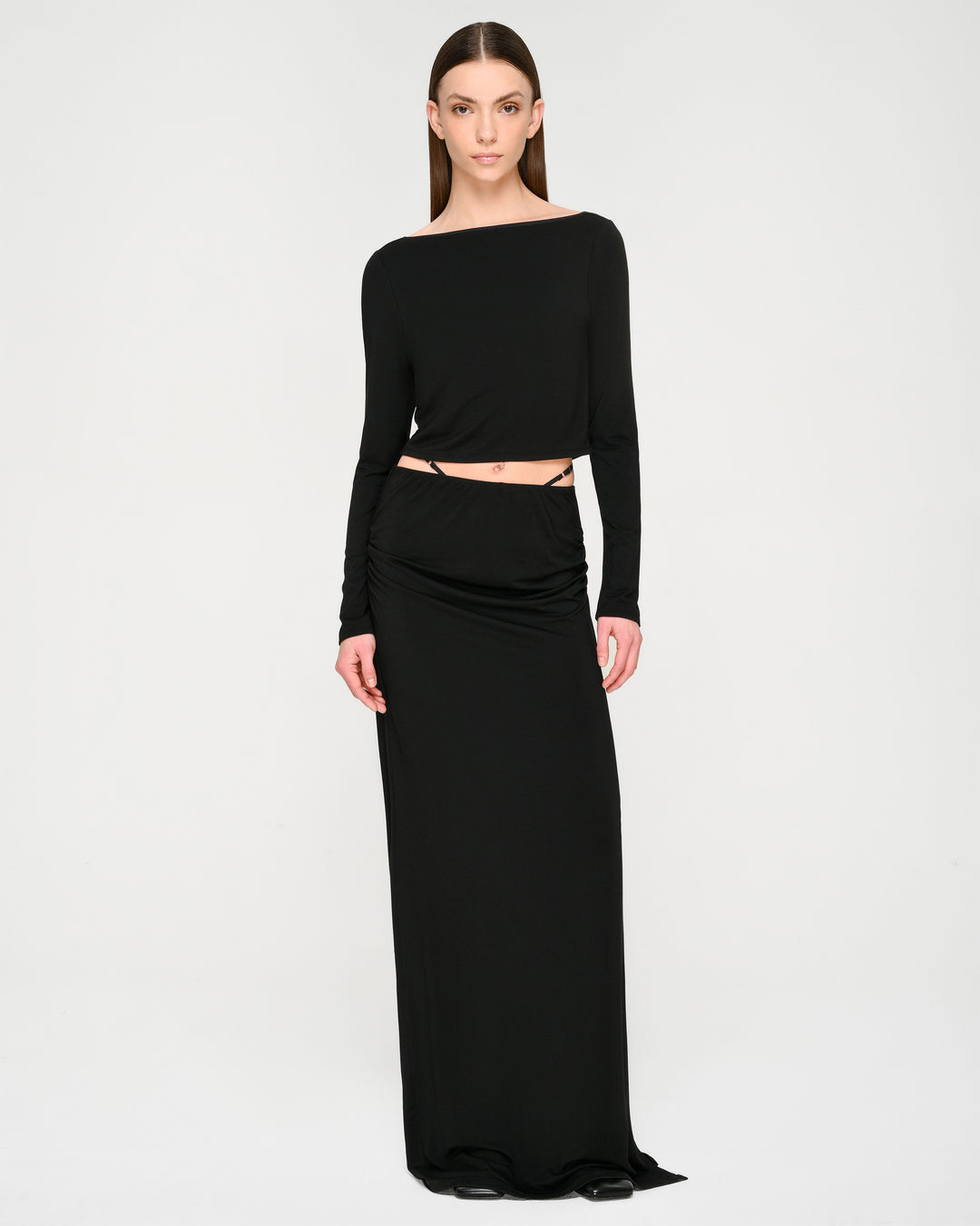 Double-Strap Waist Maxi Skirt