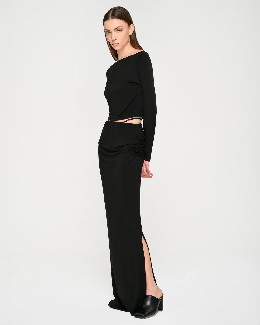 Double-Strap Waist Maxi Skirt