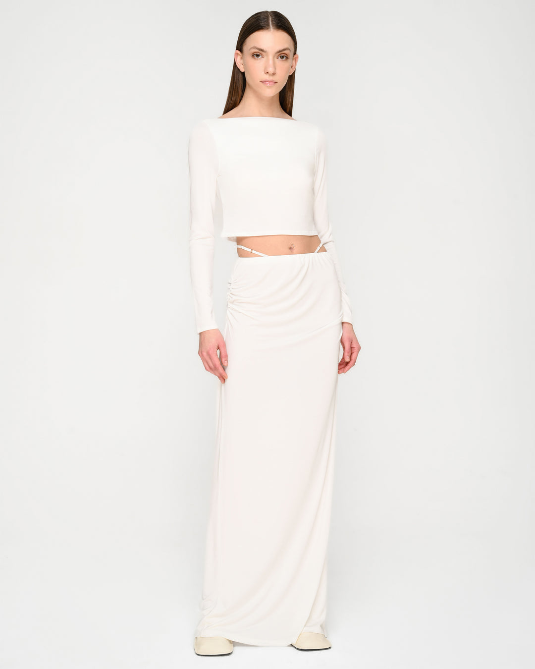 Double-Strap Waist Maxi Skirt