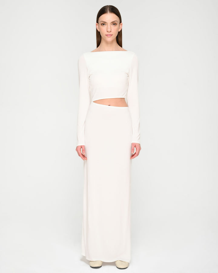 Piping Detail Open-Back Dress