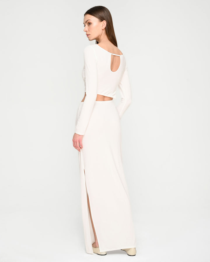 Piping Detail Open-Back Dress